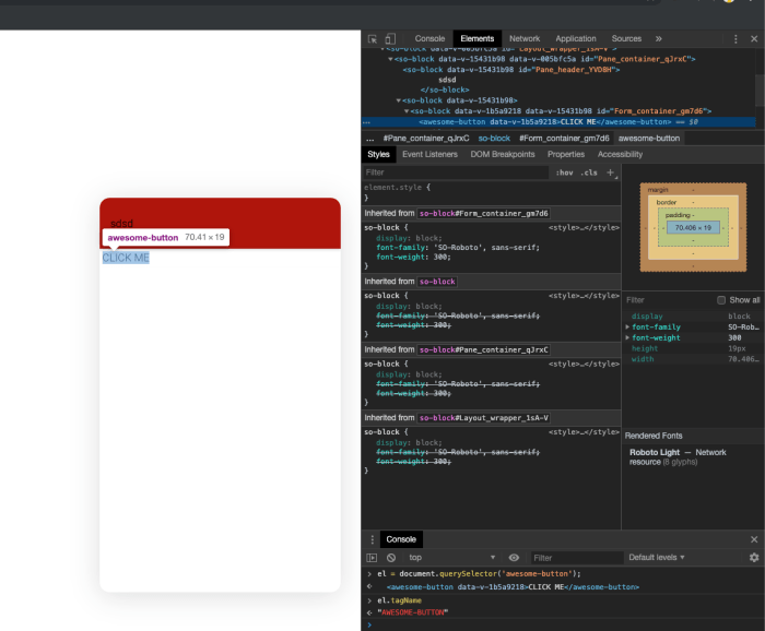 Elements components create web using custom